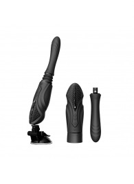 Черная секс-машина с функцией нагрева, насадками и присоской Sesh - Zalo - купить с доставкой в Южно-Сахалинске