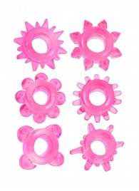 Набор из 6 розовых эрекционных колец с различным рельефом - Erowoman-Eroman - в Южно-Сахалинске купить с доставкой