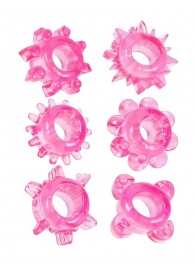 Набор из 6 розовых эрекционных колец с различным рельефом - Erowoman-Eroman - в Южно-Сахалинске купить с доставкой