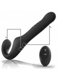 Черный безремневой страпон с вибрацией и возвратно-поступательными движениями - 24 см. - Ibiza - купить с доставкой в Южно-Сахалинске