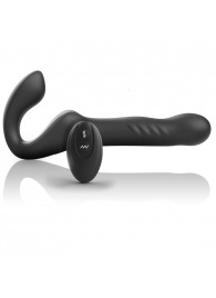 Черный безремневой страпон с вибрацией и возвратно-поступательными движениями - 24 см. - Ibiza - купить с доставкой в Южно-Сахалинске