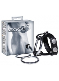 Подхват для мошонки с 3 съемными эрекционными кольцами Leder-Riemen - Orion - в Южно-Сахалинске купить с доставкой