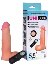 Фаллическая насадка Харнесс UNICOCK 5,5  с вибрацией - 17 см. - LOVETOY (А-Полимер) - купить с доставкой в Южно-Сахалинске