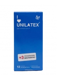 Классические презервативы Unilatex Natural Plain - 12 шт. + 3 шт. в подарок - Unilatex - купить с доставкой в Южно-Сахалинске