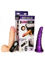 Вибрострапон с двумя насадками UniStrap - 18 и 18 см. - LOVETOY (А-Полимер) - купить с доставкой в Южно-Сахалинске