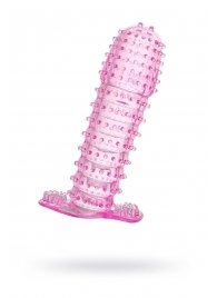 Гелевая розовая насадка с шипами - 12 см. - Toyfa Basic - в Южно-Сахалинске купить с доставкой