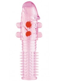 Гелевая розовая насадка с шариками и шипами - 14 см. - ToyFa - в Южно-Сахалинске купить с доставкой