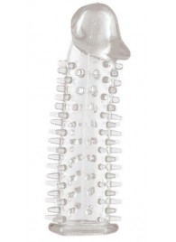 Прозрачная насадка на половой член с закрытой головкой и шипами - 12,5 см. - Toyfa Basic - в Южно-Сахалинске купить с доставкой