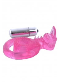 Розовая вибронасадка со стимулятор клитора   Язычок - Toyfa Basic - в Южно-Сахалинске купить с доставкой