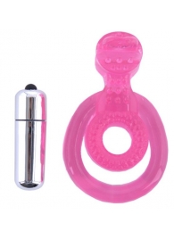 Розовая вибронасадка со стимулятор клитора   Язычок - Toyfa Basic - в Южно-Сахалинске купить с доставкой