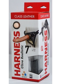 Насадка-фаллоимитатор на кожаных трусиках Harness Ultra Realistic 7  - 18 см. - LOVETOY (А-Полимер) - купить с доставкой в Южно-Сахалинске