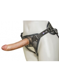 Насадка-фаллоимитатор на кожаных трусиках Harness Ultra Realistic 7  - 18 см. - LOVETOY (А-Полимер) - купить с доставкой в Южно-Сахалинске