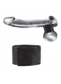 Чёрная утяжка на мошонку 1  Velcro Ball Stretcher - BlueLine - купить с доставкой в Южно-Сахалинске