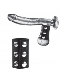 Чёрная утяжка на кнопках 100% PVC STRAP WITH METAL SNAP - BlueLine - купить с доставкой в Южно-Сахалинске