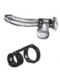 Утяжка на пенис с клёпками Duo Snap Cock And Ball Ring - BlueLine - купить с доставкой в Южно-Сахалинске