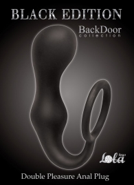Чёрное эрекционное кольцо с анальной пробкой Double Pleasure Anal Plug - Lola Games - в Южно-Сахалинске купить с доставкой