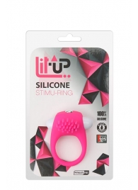 Розовое эрекционное кольцо с щеточкой LIT-UP SILICONE STIMU RING 5 - Dream Toys - в Южно-Сахалинске купить с доставкой