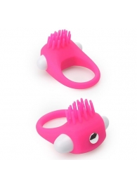 Розовое эрекционное кольцо с щеточкой LIT-UP SILICONE STIMU RING 5 - Dream Toys - в Южно-Сахалинске купить с доставкой