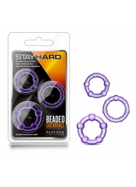 Набор из 3 фиолетовых эрекционных колец Stay Hard Beaded Cockrings - Blush Novelties - в Южно-Сахалинске купить с доставкой