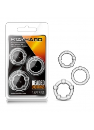 Набор из 3 прозрачных эрекционных колец Stay Hard Beaded Cockrings - Blush Novelties - в Южно-Сахалинске купить с доставкой