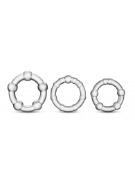Набор из 3 прозрачных эрекционных колец Stay Hard Beaded Cockrings - Blush Novelties - в Южно-Сахалинске купить с доставкой