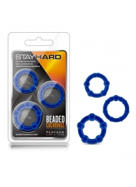 Набор из 3 синих эрекционных колец Stay Hard Beaded Cockrings - Blush Novelties - в Южно-Сахалинске купить с доставкой