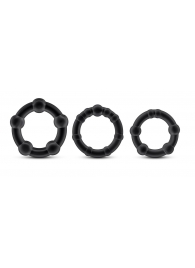 Набор из 3 чёрных эрекционных колец Stay Hard Beaded Cockrings - Blush Novelties - в Южно-Сахалинске купить с доставкой