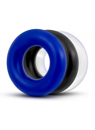 Набор из 3 разноцветных колец Stay Hard Donut Rings - Blush Novelties - в Южно-Сахалинске купить с доставкой