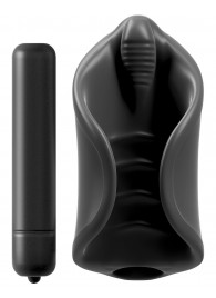 Чёрный мастурбатор Vibrating Silicone Stimulator с вибрацией - Pipedream - в Южно-Сахалинске купить с доставкой