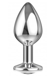 Большая серебристая анальная пробка Diamond Clear Sparkle Large с прозрачным кристаллом - 8 см. - Lola Games - купить с доставкой в Южно-Сахалинске