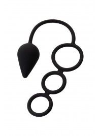 Тройное эрекционное кольцо с анальным хвостом Drop M-size - Erotist Adult Toys - в Южно-Сахалинске купить с доставкой