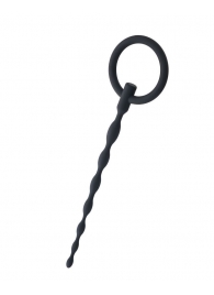 Чёрный уретральный плаг с кольцом - ToyFa - купить с доставкой в Южно-Сахалинске