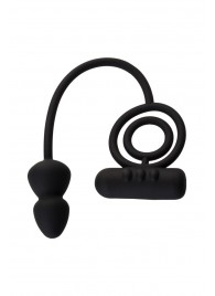 Чёрное эрекционное кольцо с вибропулькой и анальным хвостом - Erotist Adult Toys - в Южно-Сахалинске купить с доставкой