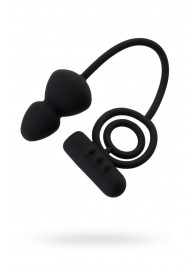 Чёрное эрекционное кольцо с вибростимулятором и анальным хвостом - Erotist Adult Toys - в Южно-Сахалинске купить с доставкой