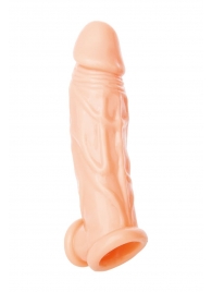 Телесная насадка на пенис с фиксацией мошонки - 18,5 см. - ToyFa - в Южно-Сахалинске купить с доставкой