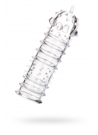 Прозрачная насадка на пенис TOYFA A-Toys с ребрами и точками - 15,3 см. - A-toys - в Южно-Сахалинске купить с доставкой