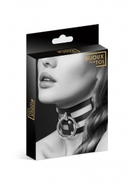Чёрный тройной чокер с большим кольцом - Bijoux Pour Toi - купить с доставкой в Южно-Сахалинске