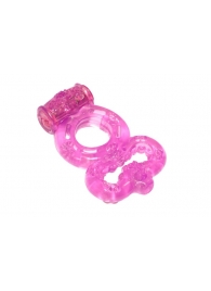 Розовое эрекционное кольцо Rings Treadle с подхватом - Lola Games - в Южно-Сахалинске купить с доставкой