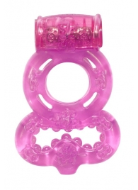 Розовое эрекционное кольцо Rings Treadle с подхватом - Lola Games - в Южно-Сахалинске купить с доставкой