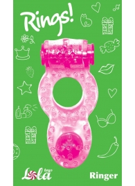 Розовое эрекционное кольцо с вибрацией Rings Ringer - Lola Games - в Южно-Сахалинске купить с доставкой