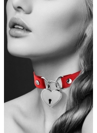 Красный чокер с замком в форме сердца - Bijoux Pour Toi - купить с доставкой в Южно-Сахалинске