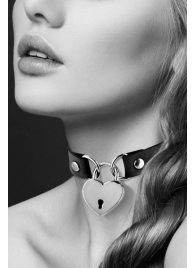 Черный чокер с замком в форме сердца - Bijoux Pour Toi - купить с доставкой в Южно-Сахалинске