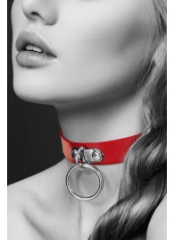 Красный узенький чокер с кольцом - Bijoux Pour Toi - купить с доставкой в Южно-Сахалинске