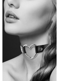 Чёрный чокер с кольцом в форме сердца - Bijoux Pour Toi - купить с доставкой в Южно-Сахалинске