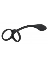 Эрекционное кольцо с утяжкой на мошонку и анальным плаг Black Velvets - Orion - в Южно-Сахалинске купить с доставкой