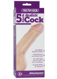 Насадка-реалистик для трусиков Vac-U-Lock 5  Realistic - 12,7 см. - Doc Johnson - купить с доставкой в Южно-Сахалинске