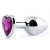 Серебристая анальная пробка с фиолетовым кристаллом-сердечком - 8 см. - Anal Jewelry Plug - купить с доставкой в Южно-Сахалинске