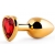 Золотистая анальная пробка с красным стразом-сердечком - 8 см. - Anal Jewelry Plug - купить с доставкой в Южно-Сахалинске