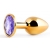 Золотистая анальная пробка с фиолетовым стразом - 7,2 см. - Anal Jewelry Plug - купить с доставкой в Южно-Сахалинске