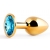 Золотистая анальная пробка с голубым стразом - 7,2 см. - Anal Jewelry Plug - купить с доставкой в Южно-Сахалинске